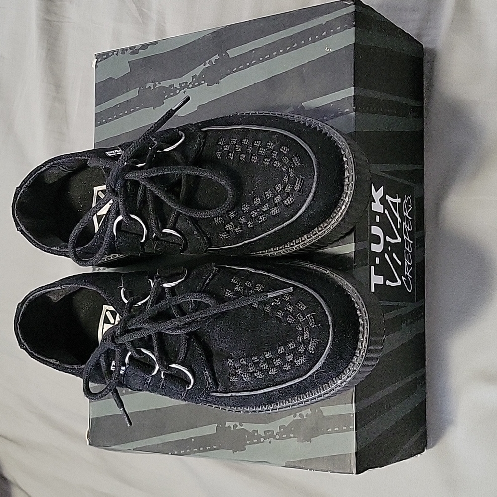 TUK Black Suede Low Creepers